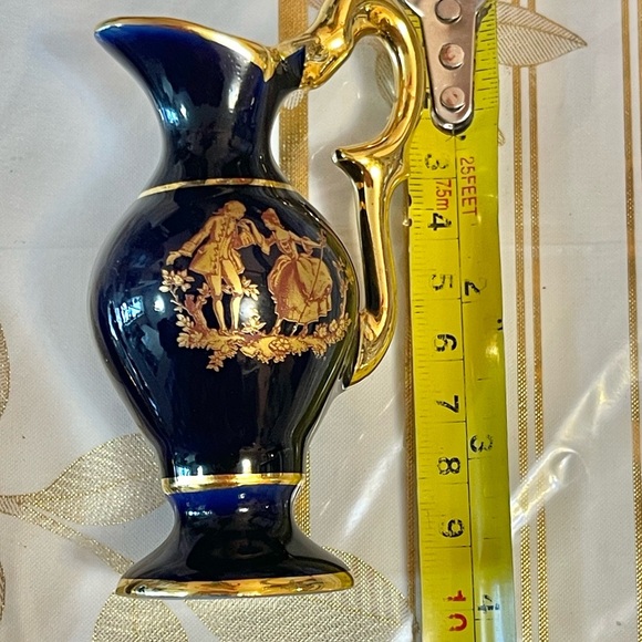 Set Of 2 Cobalt & Gold Limoges France Miniature Pitchers And Ashtray - Picture 7 of 8